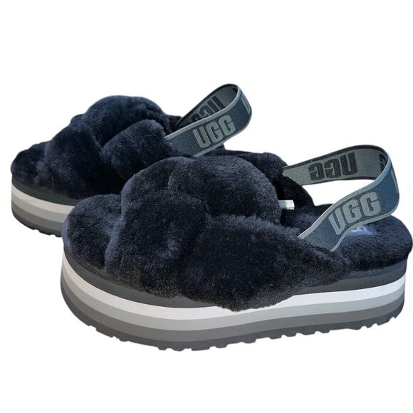 UGG | Disco Knot Sandal | Black | Womens 9 - Picture 1 of 6
